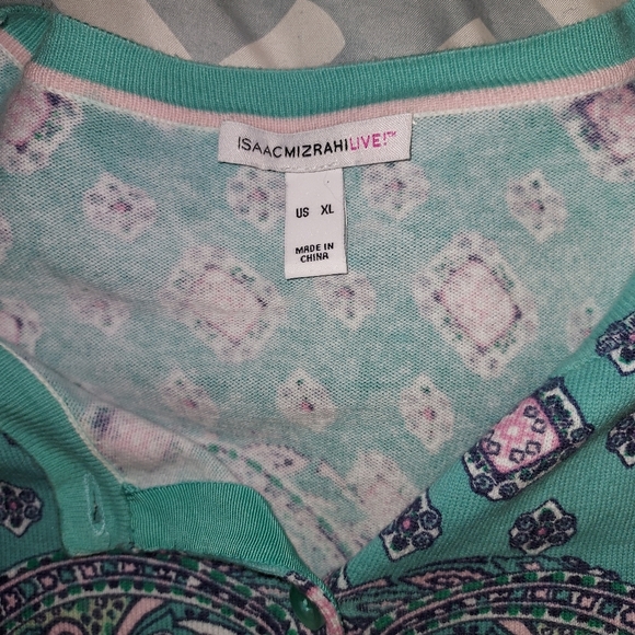 Woman's Isaac mizrahi live paisley  button down blouse size XL - Picture 2 of 3